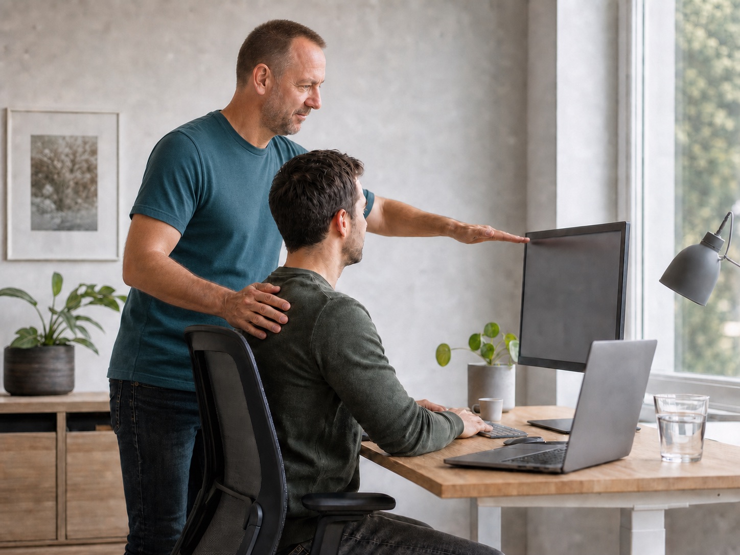 Lars Auer bei einer persönlichen Ergonomie-Beratung am Homeoffice-Arbeitsplatz