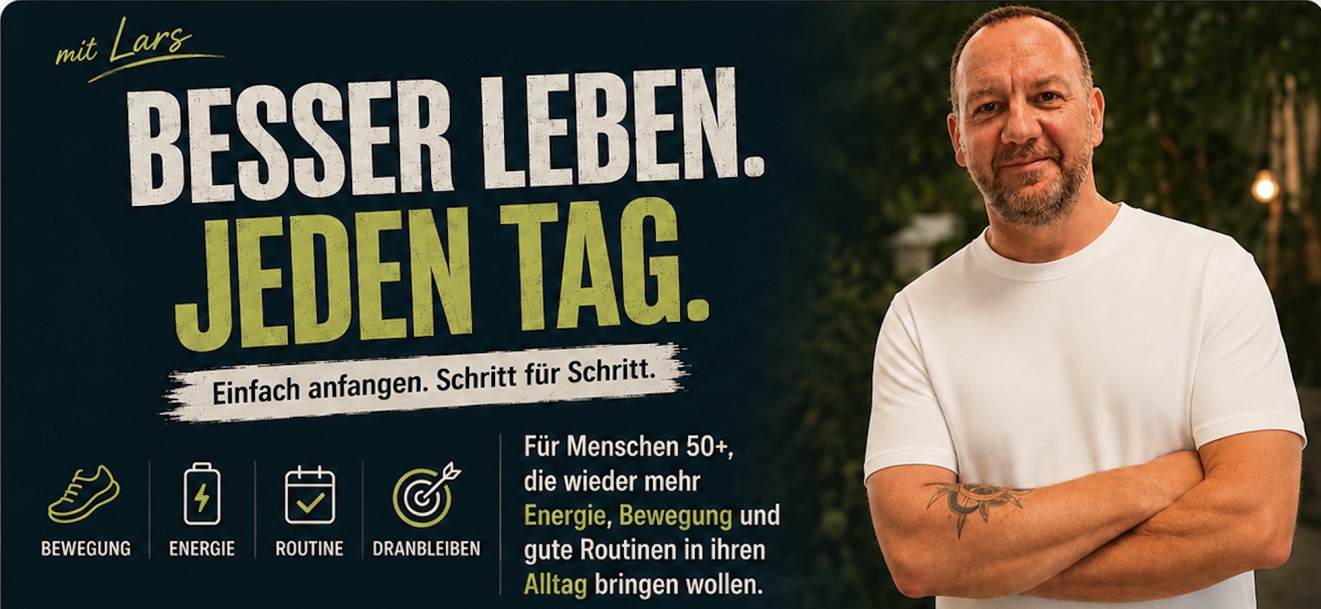 Banner für Gesundheit. Jeden Tag. mit Lars